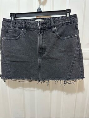 PacSun Black Frayed Hem Denim Mini Skirt